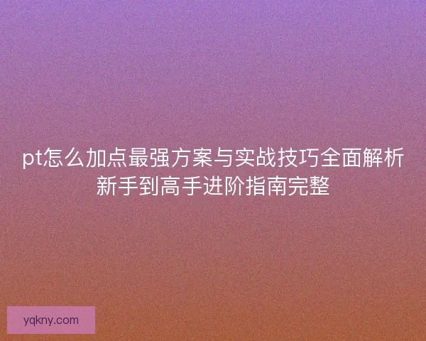 pt怎么加点最强方案与实战技巧全面解析新手到高手进阶指南完整