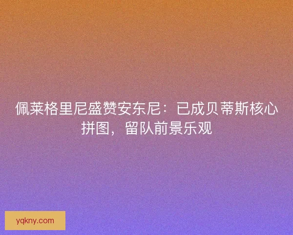 佩莱格里尼盛赞安东尼：已成贝蒂斯核心拼图，留队前景乐观
